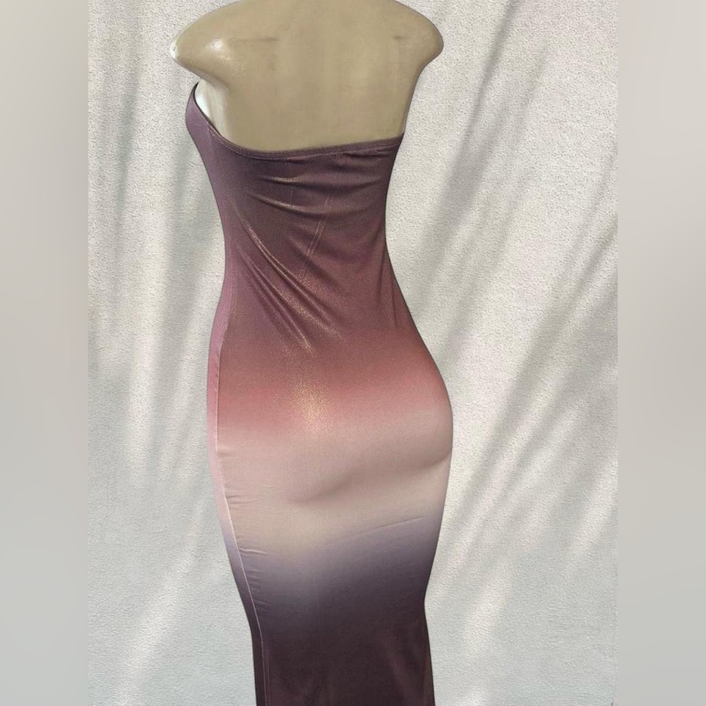 Brown Ombre Strapless Maxi Dress | Bodycon Size M - Picture 3 of 5